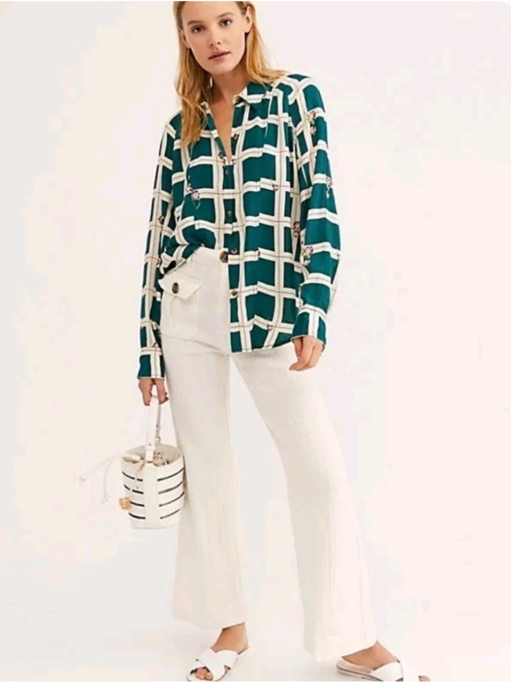 Free People Window To My Heart Floral Button Up Blouse